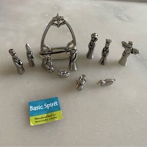 New! Basic Spirit Canada Mini Nativity Set (11 Pc) Handcrafted Pewter Figurines